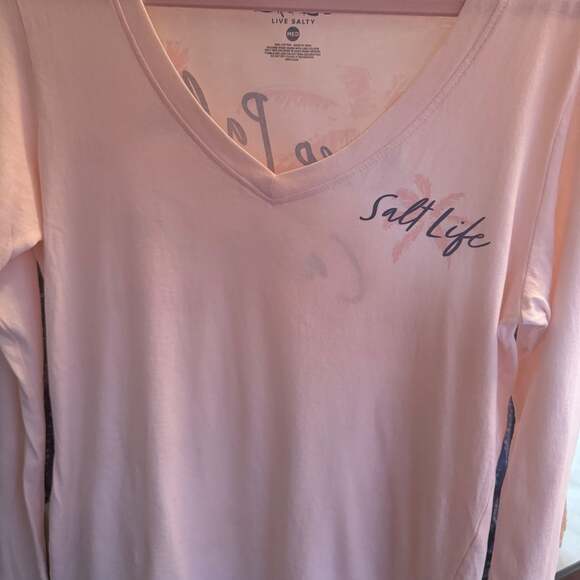 NWOT Salt Life Women's Pink Keep Palm Carry On  Long Sleeve T-Shirt Size M - Picture 3 of 5
